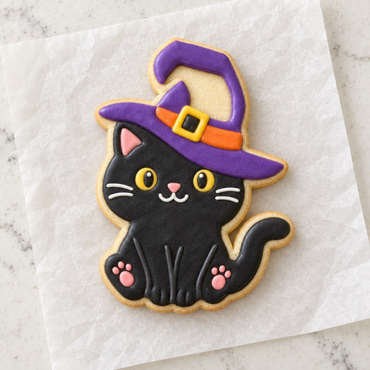 Halloween Cat Cookie Cutter (decorated cookie mockup)