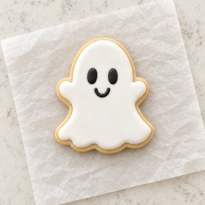 Halloween Ghost Outline Cookie Cutter (decorated cookie mockup)