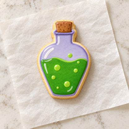 Halloween Potion Bottle Cookie Cutter (decorated cookie mockup)