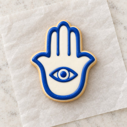 Hamsa Detailed Cookie Cutter (decorated cookie mockup)