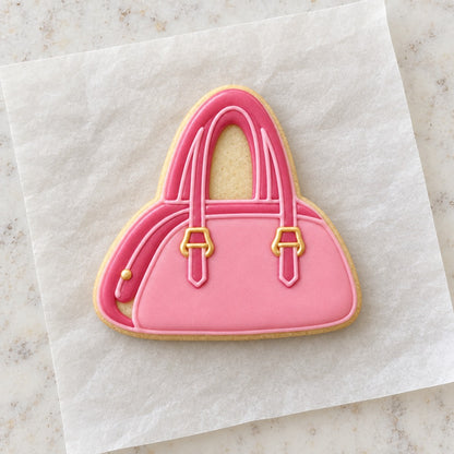 Handbag Purse Cookie Cutter (decorated cookie mockup)