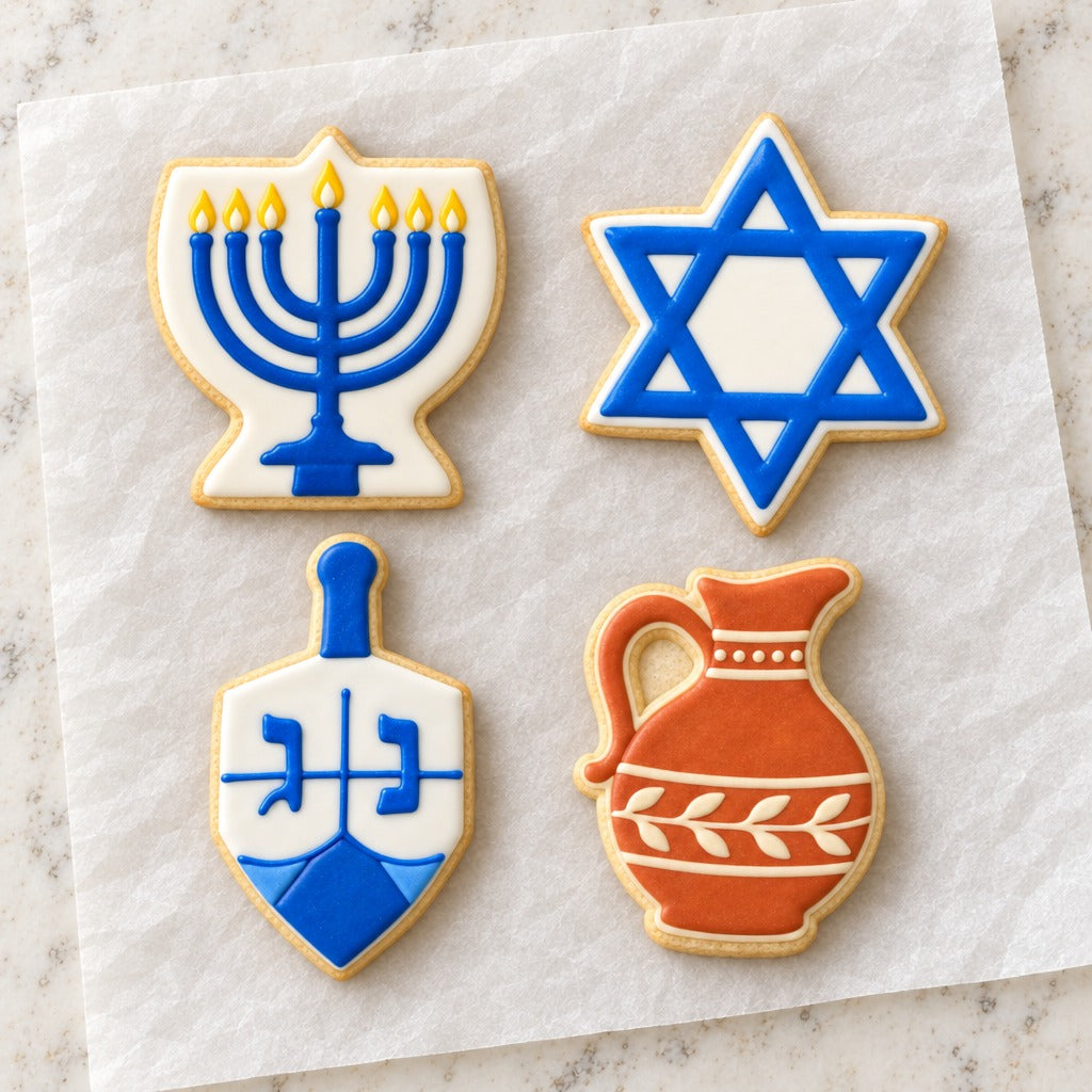 Hanukkah Cookie Cutter Set (decorated cookie mockup)