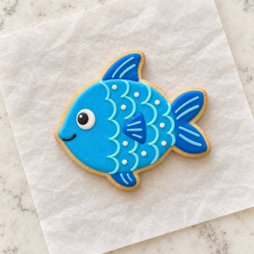 Happy Fish Cookie Cutter (decorated cookie mockup)