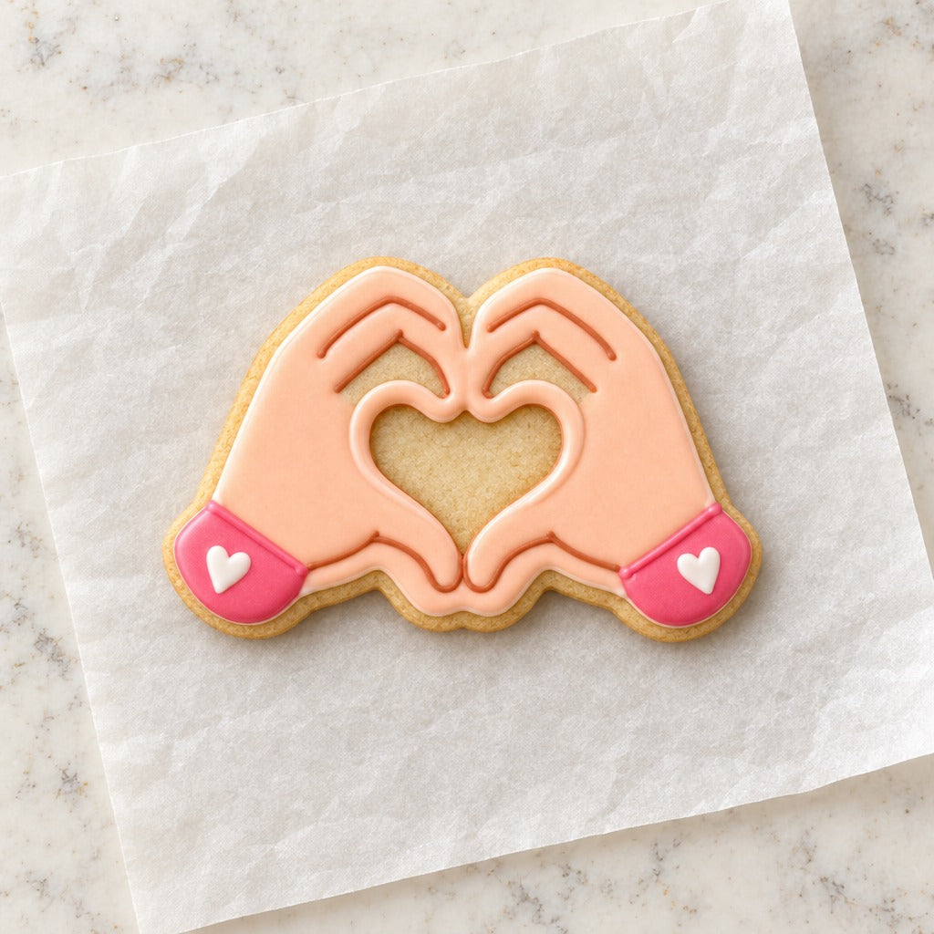 Heart Hands Cookie Cutter (decorated cookie mockup)