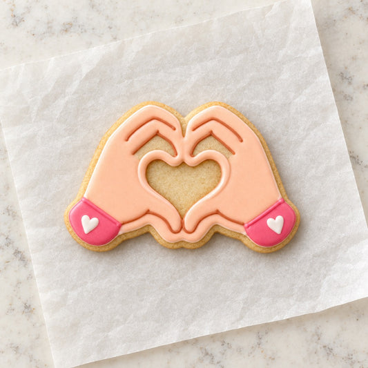 Heart Hands Cookie Cutter (decorated cookie mockup)