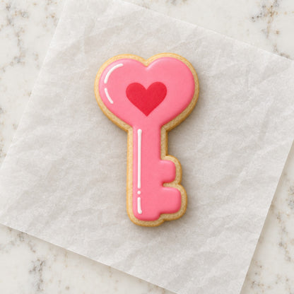 Heart Key Cookie Cutter (decorated cookie mockup)