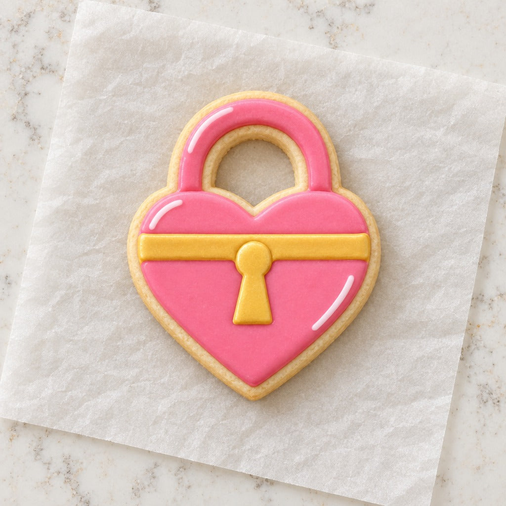 Heart Locket Cookie Cutter (decorated cookie mockup)