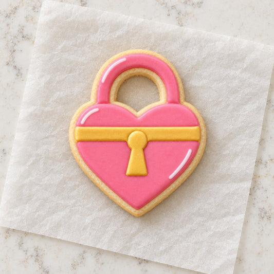 Heart Locket Cookie Cutter (decorated cookie mockup)