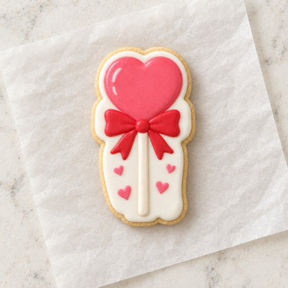 Heart Lollipop Cookie Cutter (decorated cookie mockup)