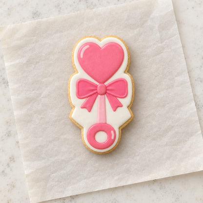 Heart Rattle Cookie Cutter (decorated cookie mockup)