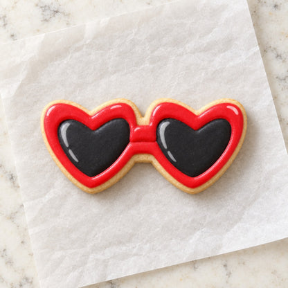 Heart Shaped Glasses Cookie Cutter (decorated cookie mockup)