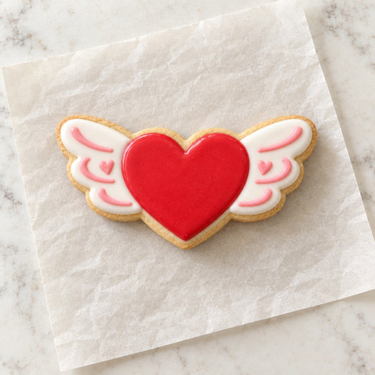 Heart with Wings Cookie Cutter (decorated cookie mockup)