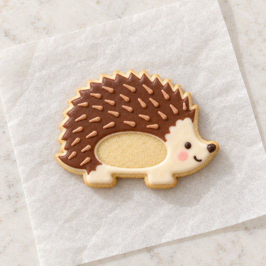 Hedgehog Cookie Cutter (decorated cookie mockup)