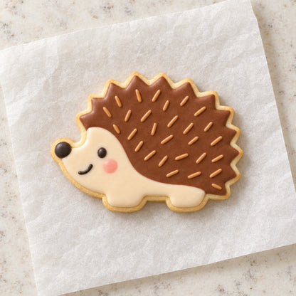 Hedgehog Outline Cookie Cutter (decorated cookie mockup)