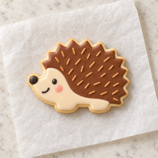 Hedgehog Outline Cookie Cutter (decorated cookie mockup)