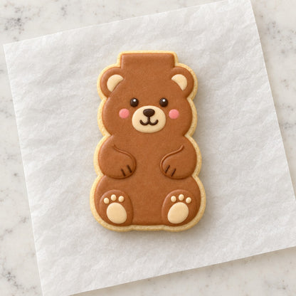 Honey Bear Jar Cookie Cutter (decorated cookie mockup)