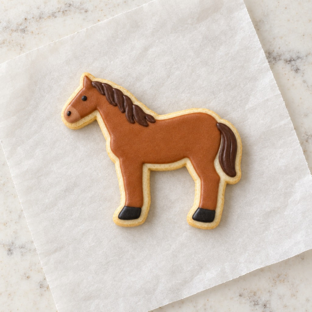 Horse Body Outline Cookie Cutter (decorated cookie mockup)