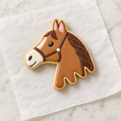 Horse Head Cookie Cutter (decorated cookie mockup)