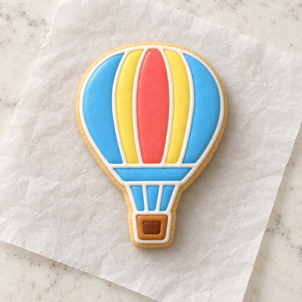 Hot Air Balloon Cookie Cutter (decorated cookie mockup)