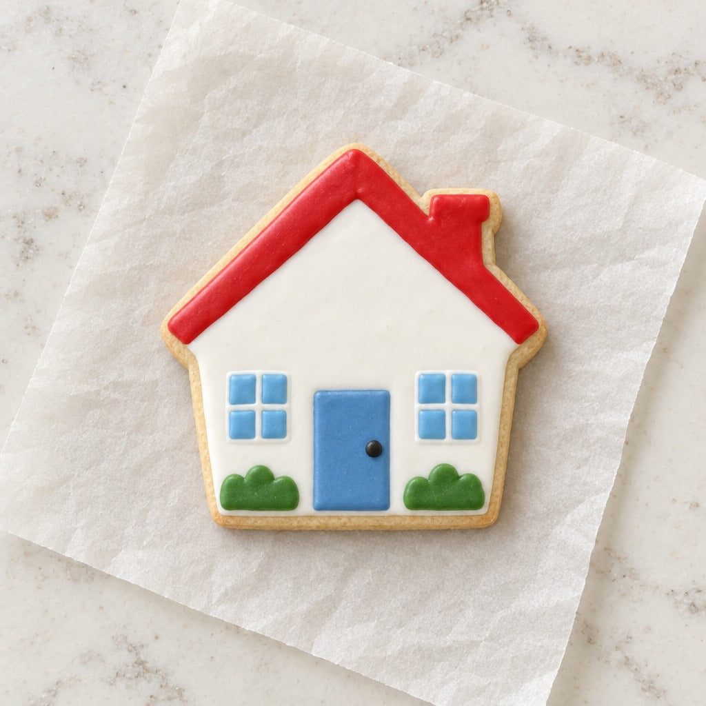 House Outline Cookie Cutter (decorated cookie mockup)