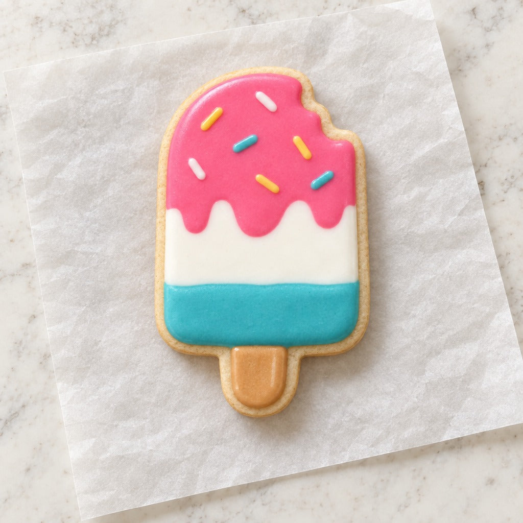 Ice Pop Bite Cookie Cutter (decorated cookie mockup)
