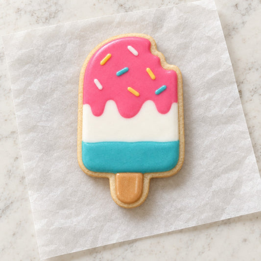 Ice Pop Bite Cookie Cutter (decorated cookie mockup)