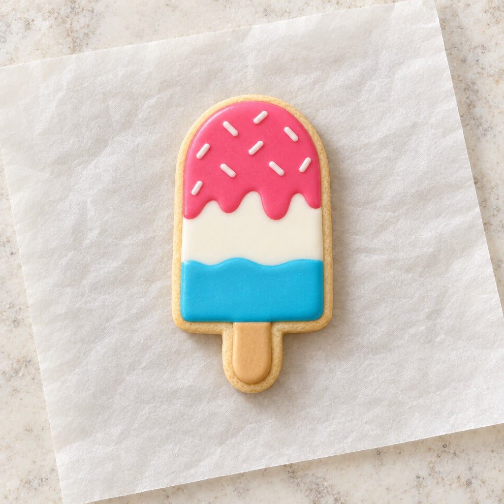 Ice Pop Outline Cookie Cutter (decorated cookie mockup)