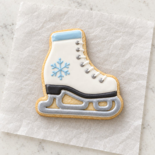 Ice Skate Cookie Cutter (decorated cookie mockup)