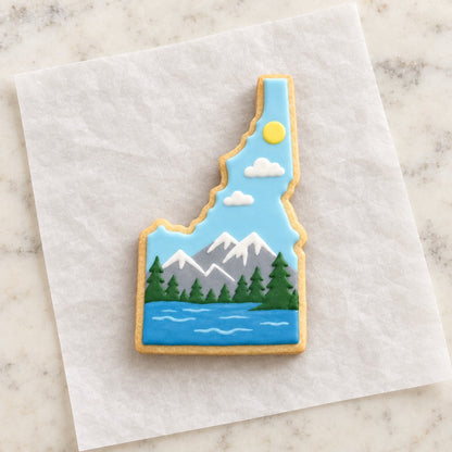 Idaho State Cookie Cutter (decorated cookie mockup)