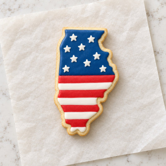 Illinois State Cookie Cutter (decorated cookie mockup)