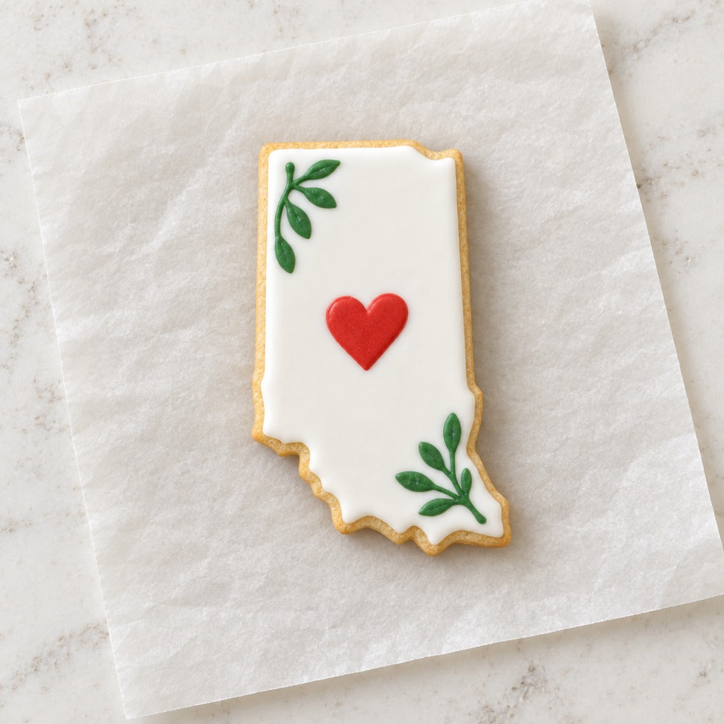 Indiana Outline Cookie Cutter (decorated cookie mockup)