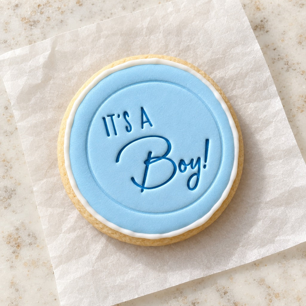 It's a Boy Cookie Stamp (decorated cookie mockup)