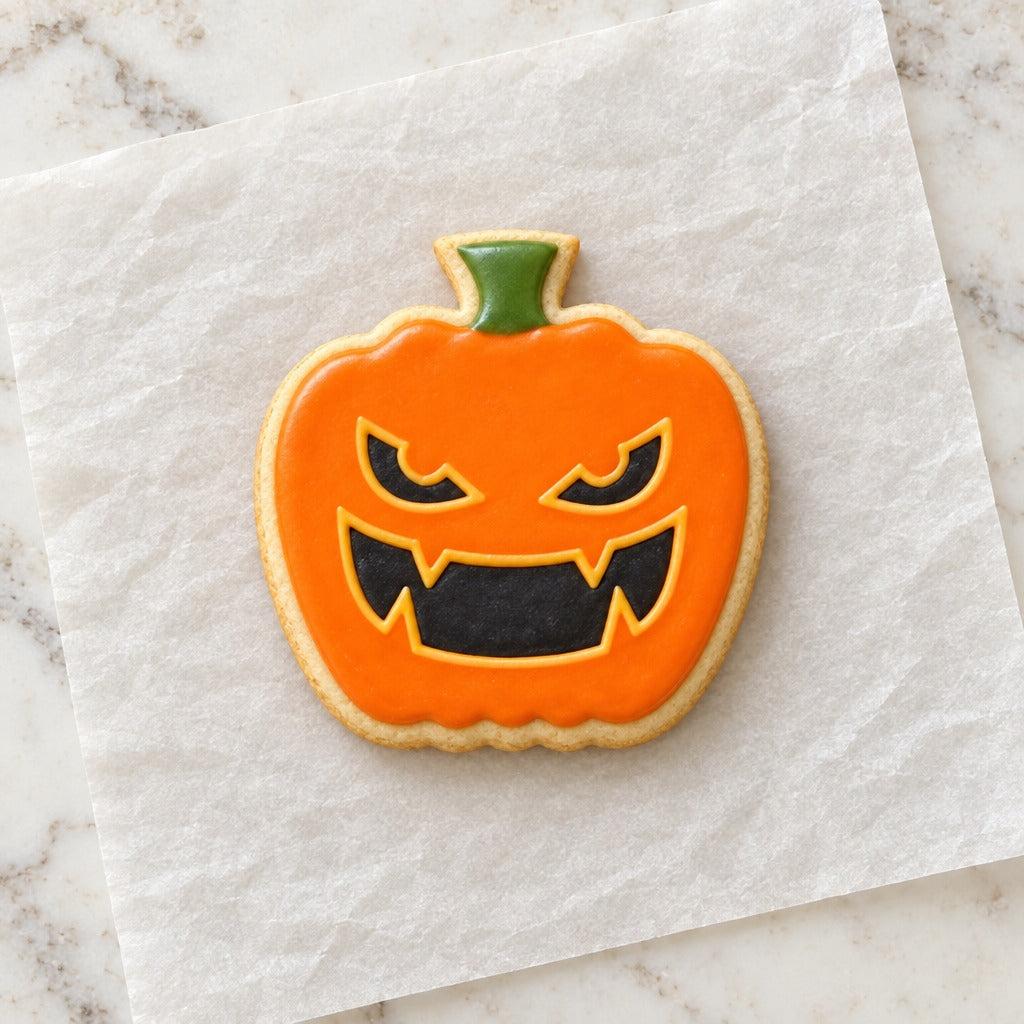 Jack O Lantern Cookie Cutter (decorated cookie mockup)