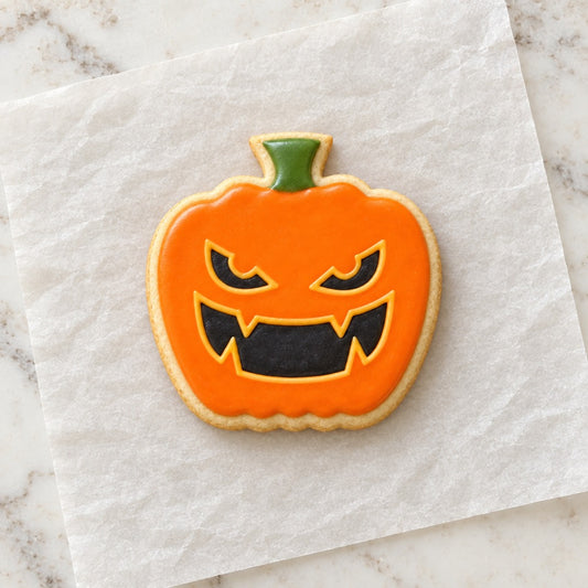 Jack O Lantern Cookie Cutter (decorated cookie mockup)