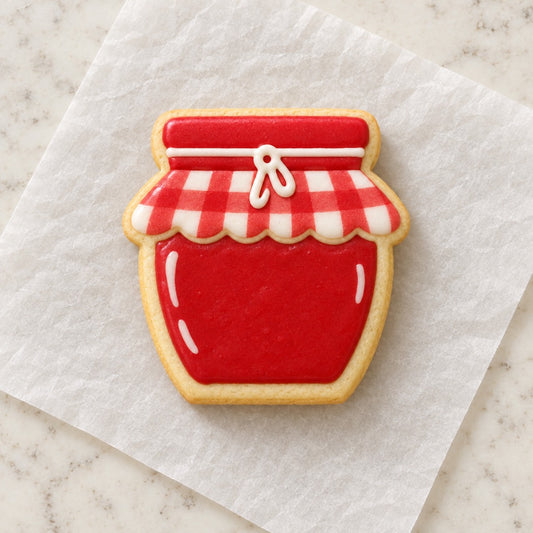 Jam Jar Cookie Cutter (decorated cookie mockup)