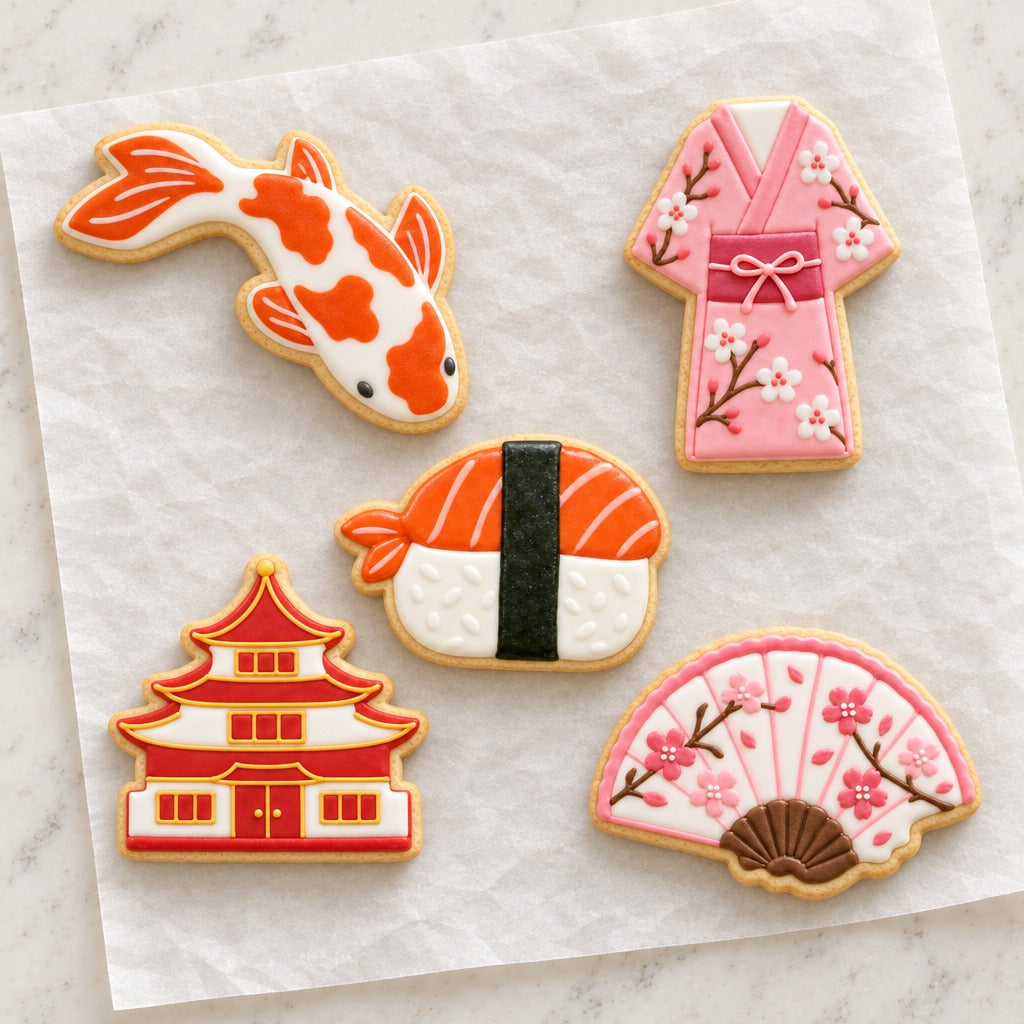 Japan Cookie Cutter Set (decorated cookie mockup)