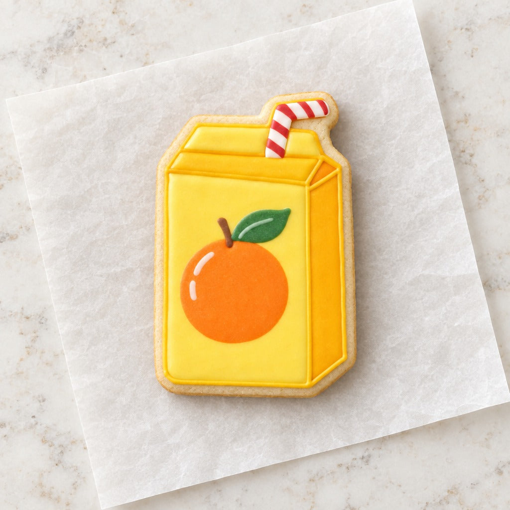 Juice Box Outline Cookie Cutter (decorated cookie mockup)