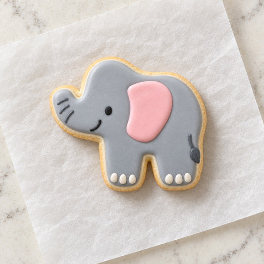 Jungle Elephant Cookie Cutter (decorated cookie mockup)