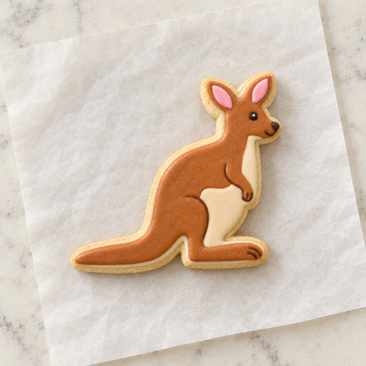 Kangaroo Outline Cookie Cutter (decorated cookie mockup)