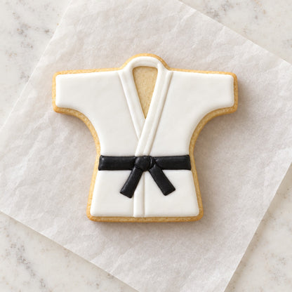 Karate Vest Cookie Cutter (decorated cookie mockup)