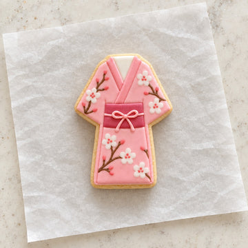 Kimono Robe Outline Cookie Cutter (decorated cookie mockup)