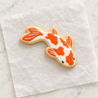 Koi Fish Outline Cookie Cutter (decorated cookie mockup)