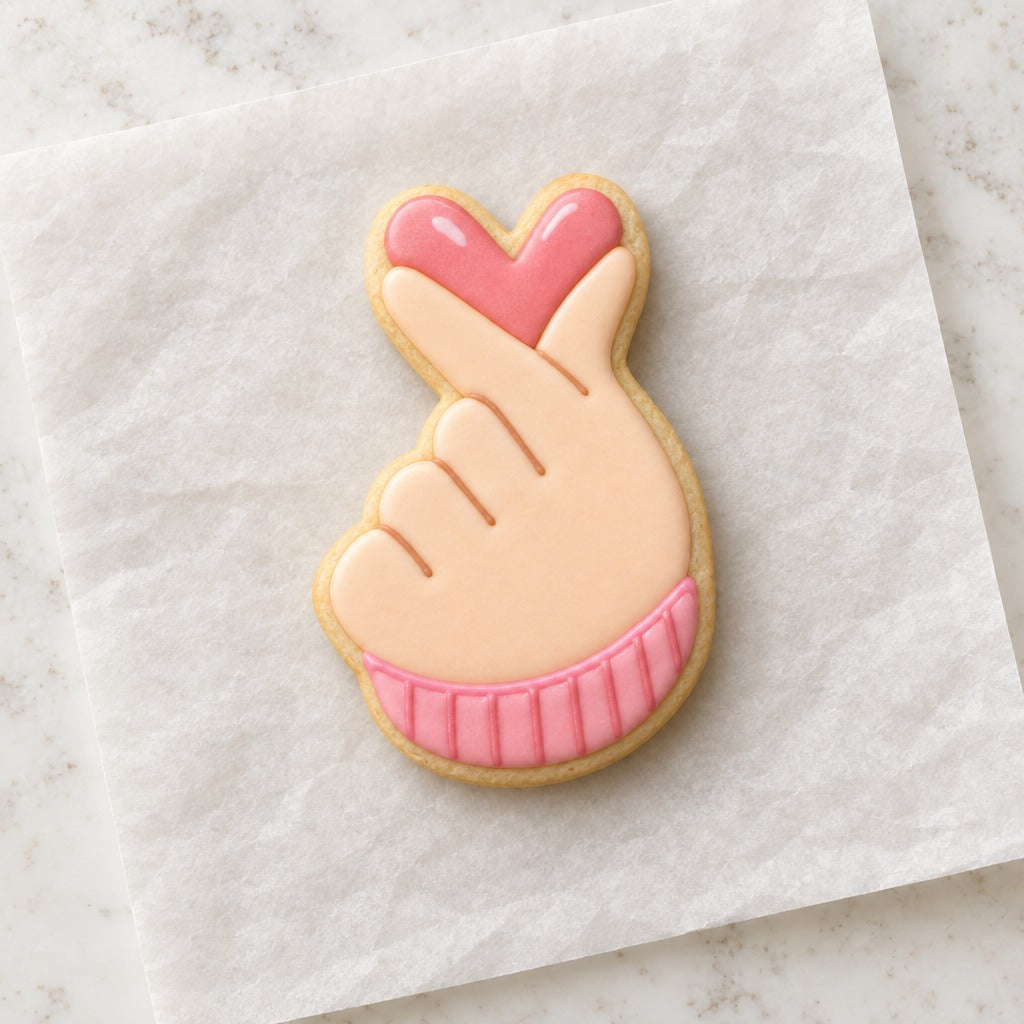 Korean Heart Hands Cookie Cutter (decorated cookie mockup)