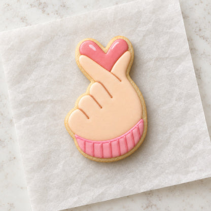 Korean Heart Hands Cookie Cutter (decorated cookie mockup)