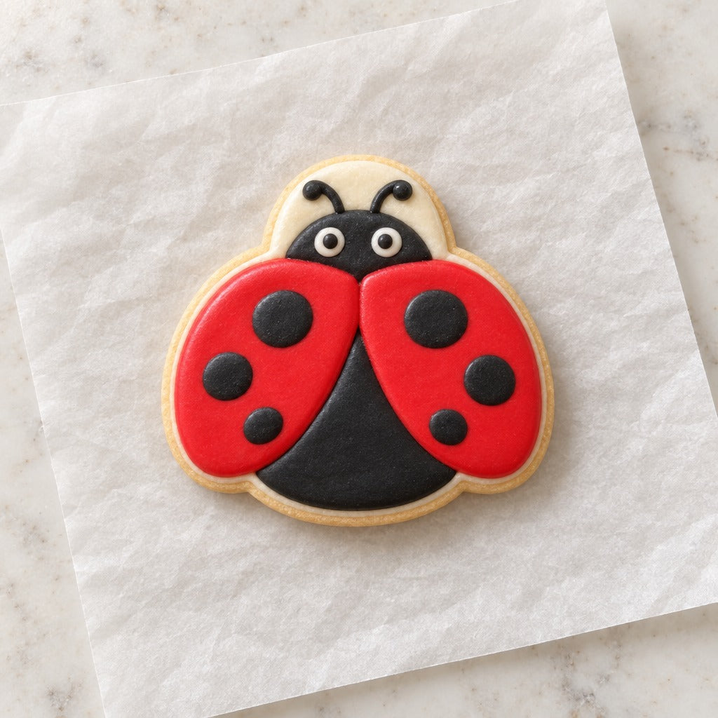 Ladybug Cookie Cutter (decorated cookie mockup)