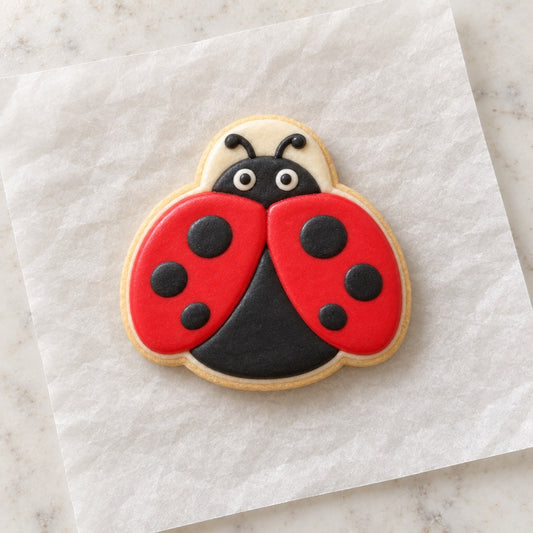 Ladybug Cookie Cutter (decorated cookie mockup)