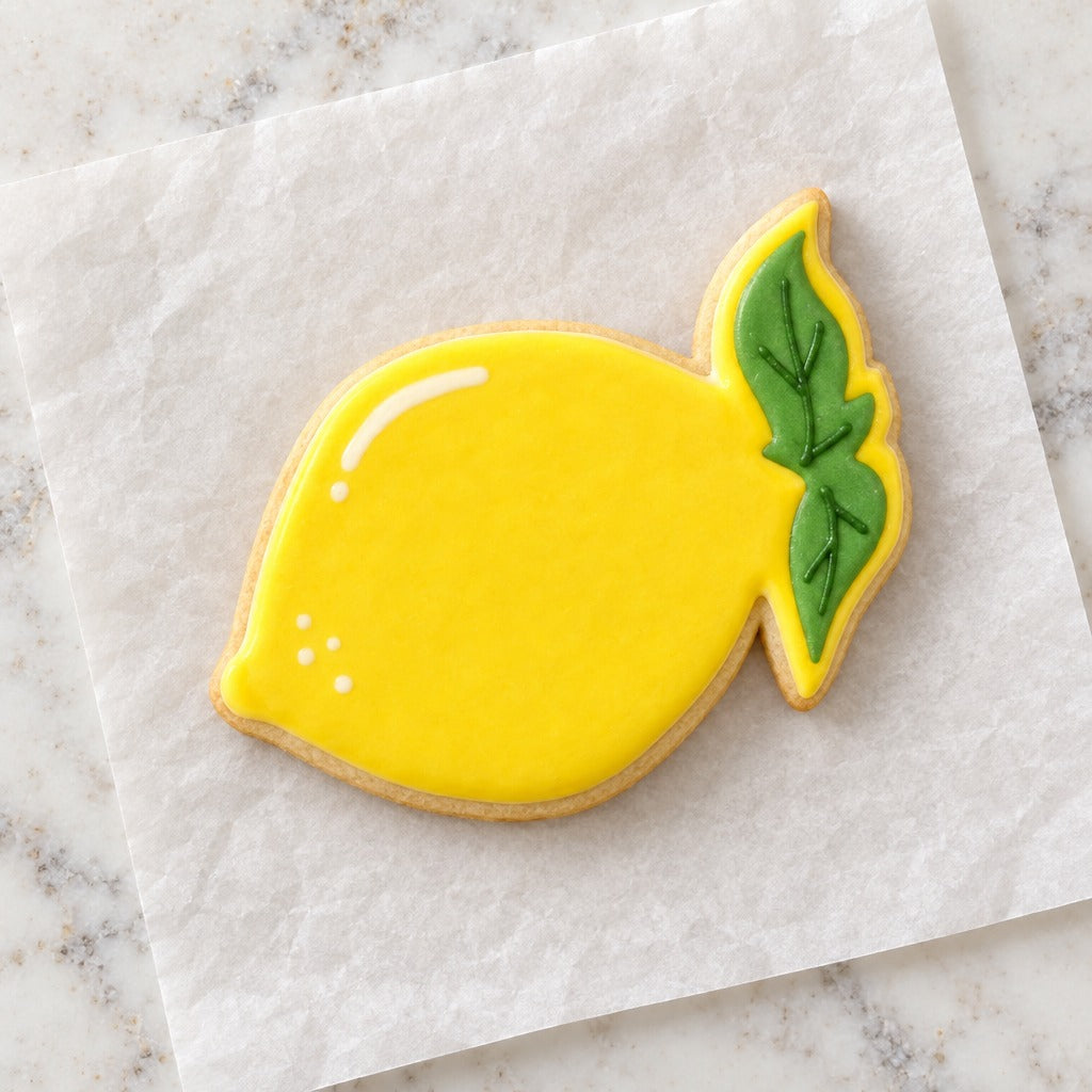 Lemon Outline Cookie Cutter (decorated cookie mockup)