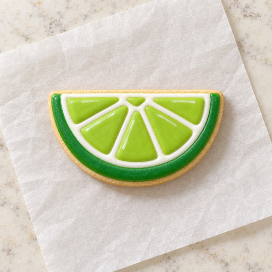 Lime Wedge Cookie Cutter (decorated cookie mockup)
