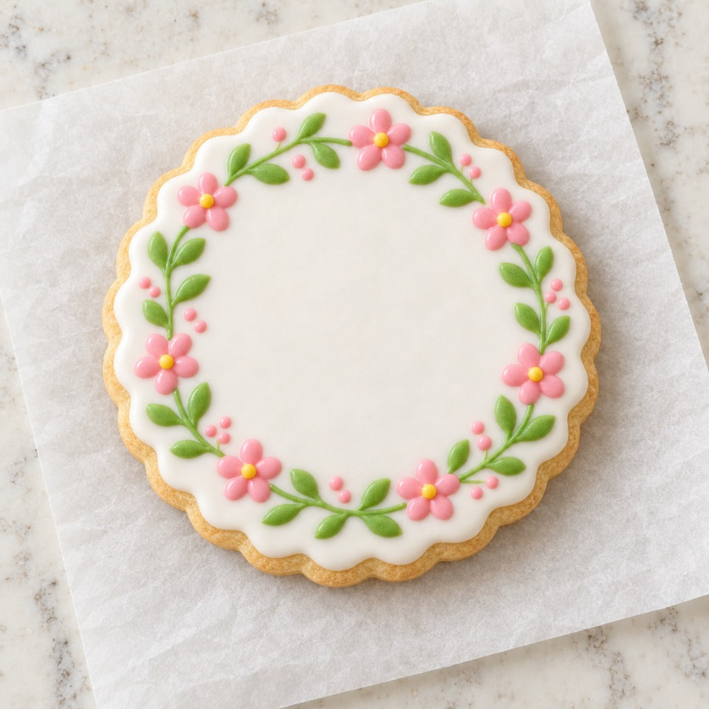Linzer Circle Cookie Cutter (decorated cookie mockup)
