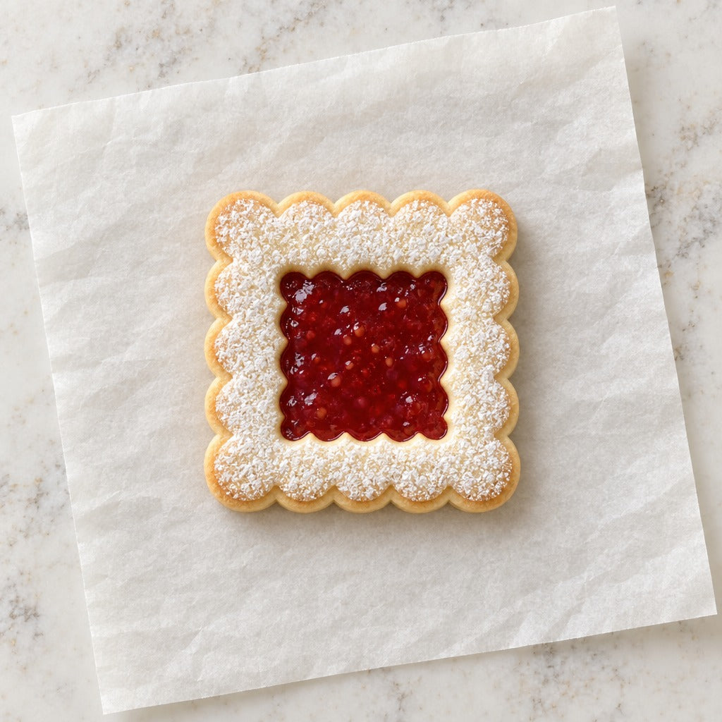 Linzer Square Outline Cookie Cutter (decorated cookie mockup)